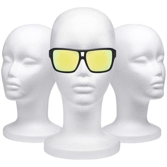 Foraineam 3 Pack 12 Inch Foam Head Female Foam Wig Head Mannequin Manikin Cosmetics Model Head Wigs Display Holder Hats Glasses Hairpieces Stand