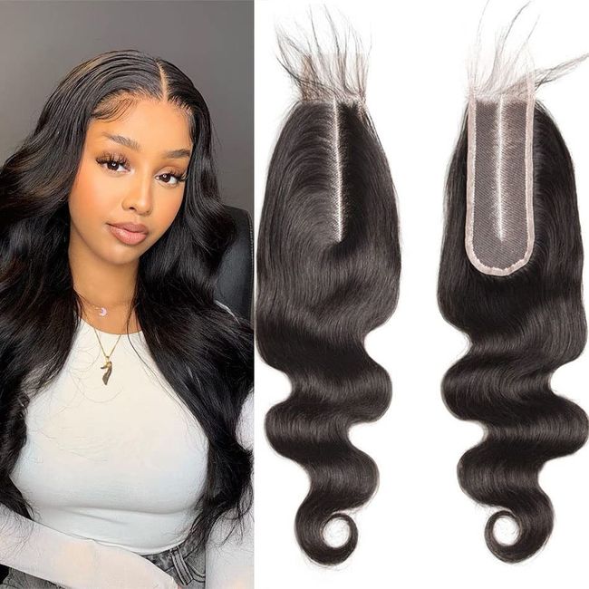 Czrleaty Brazilian Body Wave 2x6 Transparent Lace Closure with Baby Hair Middle Part Remy Human Hair Swiss Kim K 2x6 Lace Closure(16")