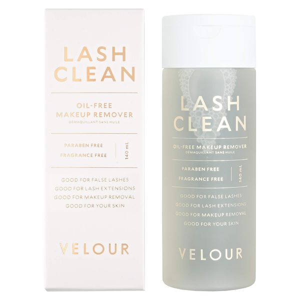 Velour Lash Clean - Oil Free Liquid Makeup Remover for Eyes, False Lashes, and Face - Gentle and Vegan (140 ml)