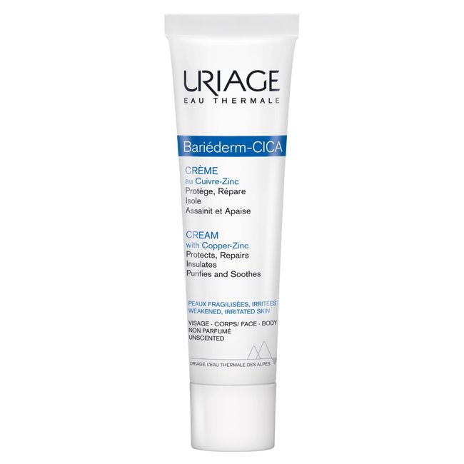 Uriage Bariederm Cica-Cream | Face and Body Cream that Protects & Repairs Irritated Skin | With Hyaluronic Acid, Vitamin B5, Copper & Zinc: Relieves Discomfort, Rash Relief | SOS Cream, 1.35 FlOz