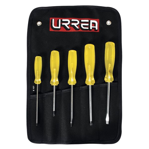 Urrea JBUD01 Amber Handle Screwdriver Set, 5-Piece
