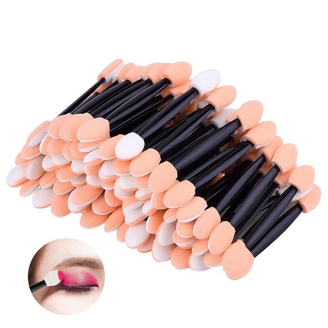 100 Stück Lidschatten Applikator - Professionelle Lidschattenpinsel Einweg Lidschatten Schwammpinsel mit doppeltem Kopf, Kosmetik-Werkzeug Make-up Applikator