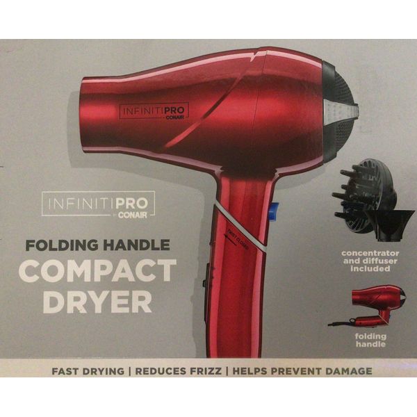 Conair Infiniti Pro 1875 W Compact Styling Tool Hair Dryer w/ Diffuser Red 270NR