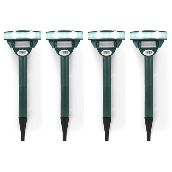 4er Set Kleintiervertreiber Ultraschall Solar Tiervertreiber mit Bewegungsmelder Solarlampe Ultraschallabwehr IP44 Wasserdicht Tierabwehr für Garten
