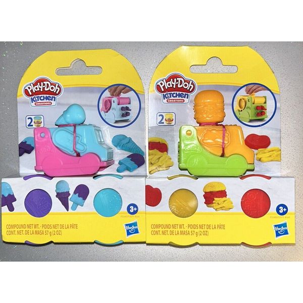 Play-Doh Kitchen Creations Mini ice cream truck and hamburger truck New