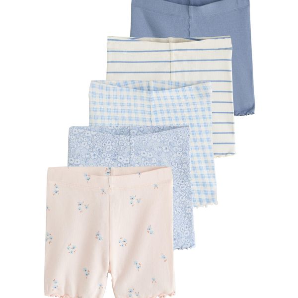 NEXT Gerippte Shorts, 5er-Pack Blau 6-7 Jahre