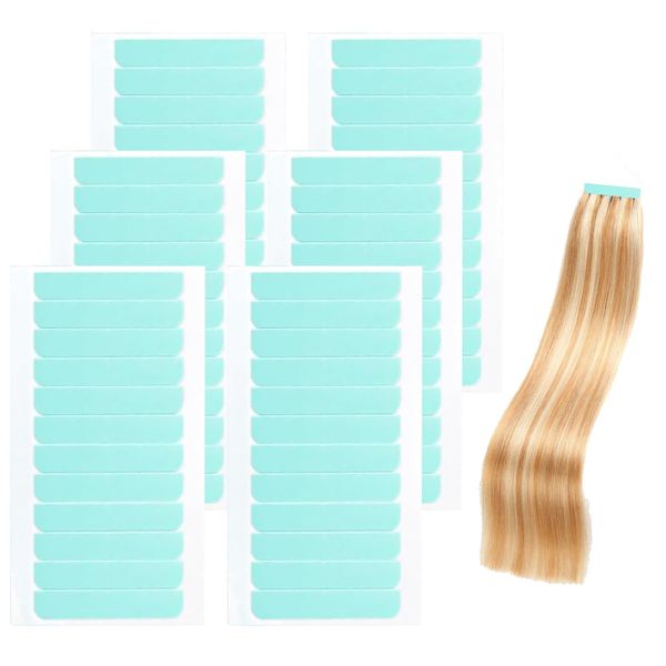 MEKEET 144PCS Hair Extension Tape Tabs Green Double Sided Tape Extension Tabs Adhesive Tape Hair Extensions Glue Strips Hair Extension Tape Replacement for Human Hair Replacement Wig Tape