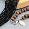 Bocar Long Multiple Row Handmade Beaded Statement Necklace with Gift Box (NK-10407-black)