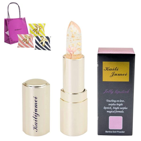 Kailijumei Genuine Flower Lip Tient Magic Color Lipstick with Gold Powder Flower Lip Balm Lipstick