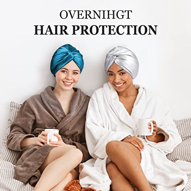 Silk Satin Hair Bonnet for Sleeping - Adjustable and Reversible