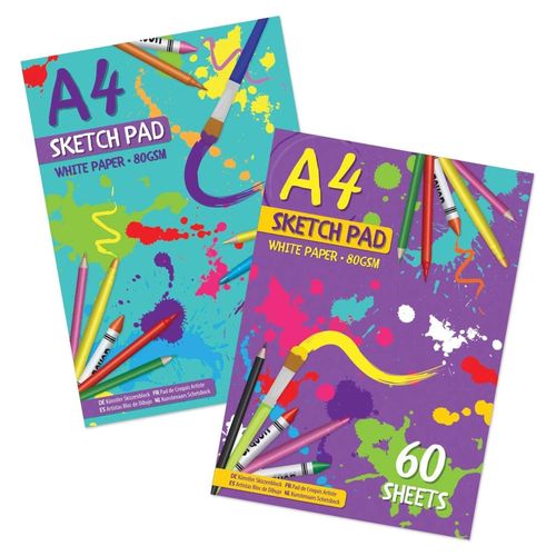 G4GADGET Artist Sketch pads : 2 Pack of Sketchbook for Kids with 80 White Premium Pages | Best Sketch Pad for Colouring, Painting, Sketching and More