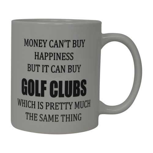 Rogue River Tactical Best Funny Golf Coffee Mug Money Can't Buy Happiness But It Buys Golf Clubs Novelty Cup Joke Great Gag Gift Idea For Office Work Adult Humor Employee Boss Golfers