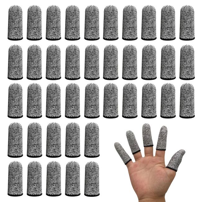 TSHAOUN 40 Stück Fingerlinge, Wiederverwendbare Fingerlinge Fingerschützer Schnittfester Fingerhandschuh Elastischer Fingerschutz für Gärten, Küchen, Skulpturen, DIY-Kreationen (Grau)