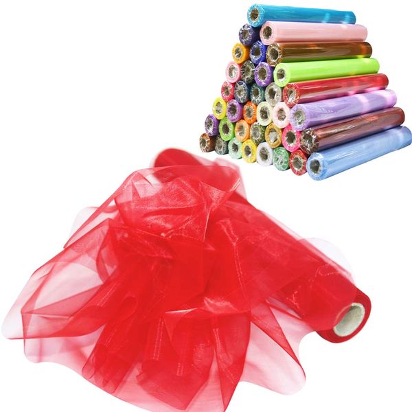 Time to Sparkle 26M x 29cm Sheer Organza Roll Sash Fabric Table Runner Sashes Chair Cover Bows Swags Wedding Party - Red