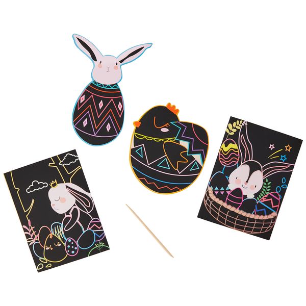 4M CH1648 Scratch Art | Bunny | Arts & Craft Kit | For Kids Ages 3+, Multi