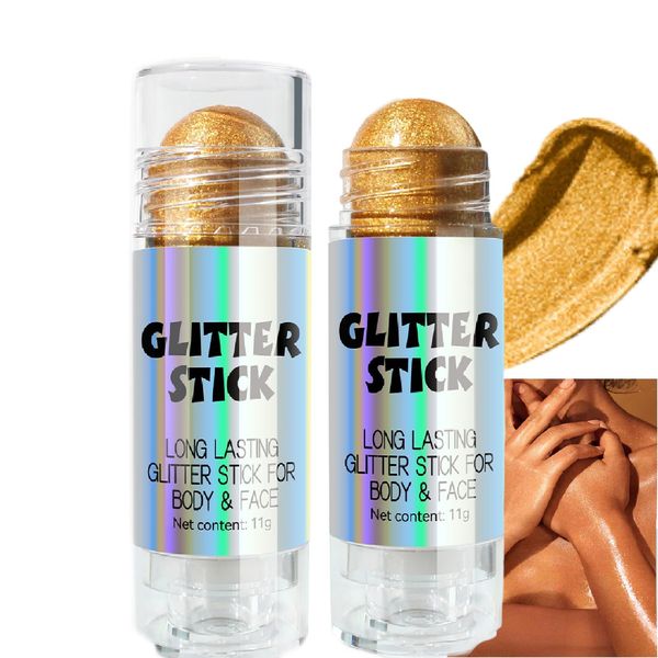 Body Glitter Stick,Illuminante Viso,Roll-on Body Glitter Gel,Chameleon Color Changing Glitter Highlight Cream for Body Face Hair, Rainbow Glitter Makeup,Sparkling Body Lotion for Festival Party