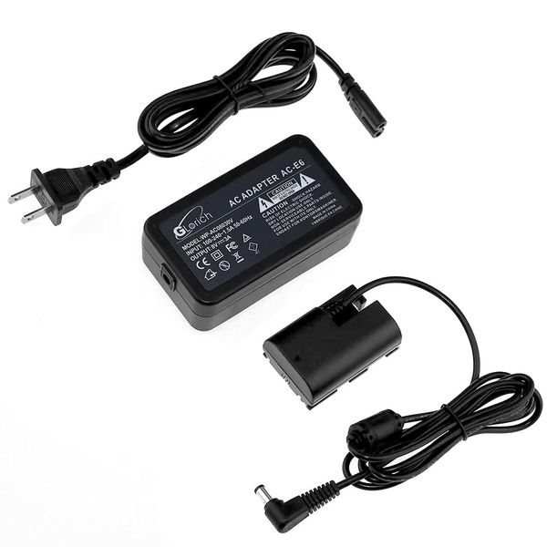 Glorich ACK-E6 AC Power Adapter DR-E6 DC Coupler LP-E6 LP-E6N Dummy Battery Power Supply Kit for Cameras Canon EOS R6 R5 R 90D 80D 7D Mark Ⅱ 7D 70D 6D 60D 5D Mark Ⅳ 5DS, with Fully-Decoded Smart Chip