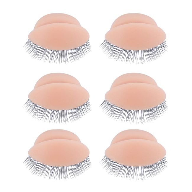 WBCBEC 3 Pairs Replacement Eyelids for Mannequin Head Removable Realistic Eyelids with Eyelashes Mannequin Head Eyelids for Eyelash Training Practice Makeup Eyelash Extensions (Skin)