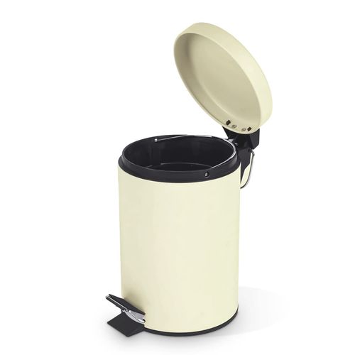 Crystals 3 Litre Stainless Steel Pedal Bin for Kitchen Bathroom Toilet Rubbish Tray (Cream)