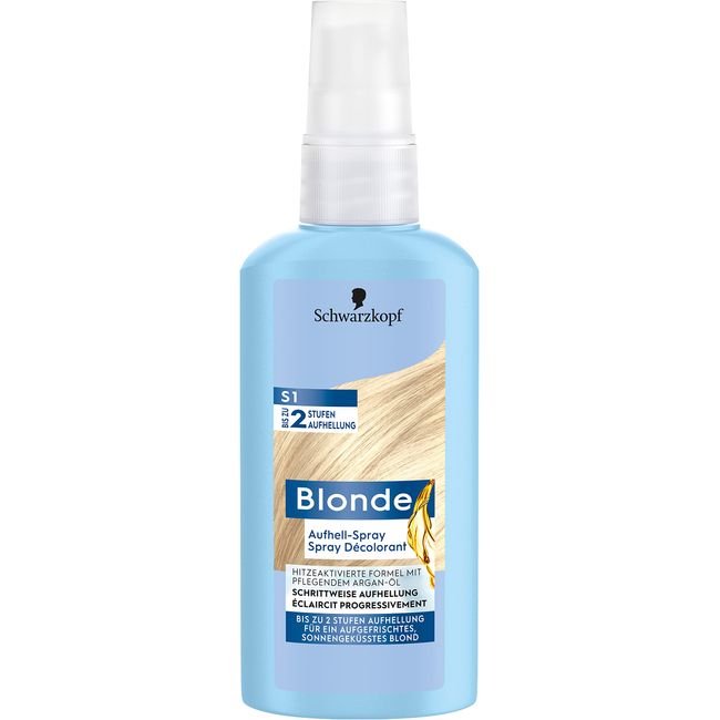 Schwarzkopf Blonde Aufheller S1 Stufe 3 (125 ml), Aufhellspray zum Haare aufhellen um bis zu 2 Stufen für eine strahlende, sonnengeküsste blonde Haarfarbe, Formel mit Argan-Öl