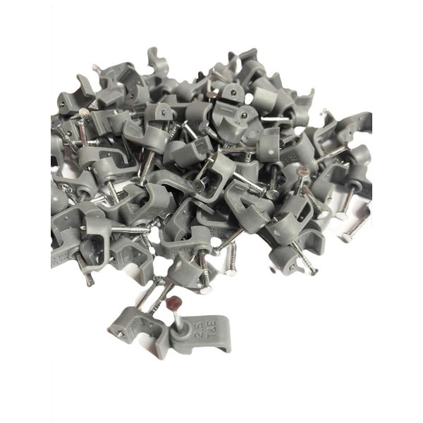 2.5mm Twin & Earth (10x5) Grey Cable Clips 100 Pack Nail Clips, Cable Tacks for Electrical Cables