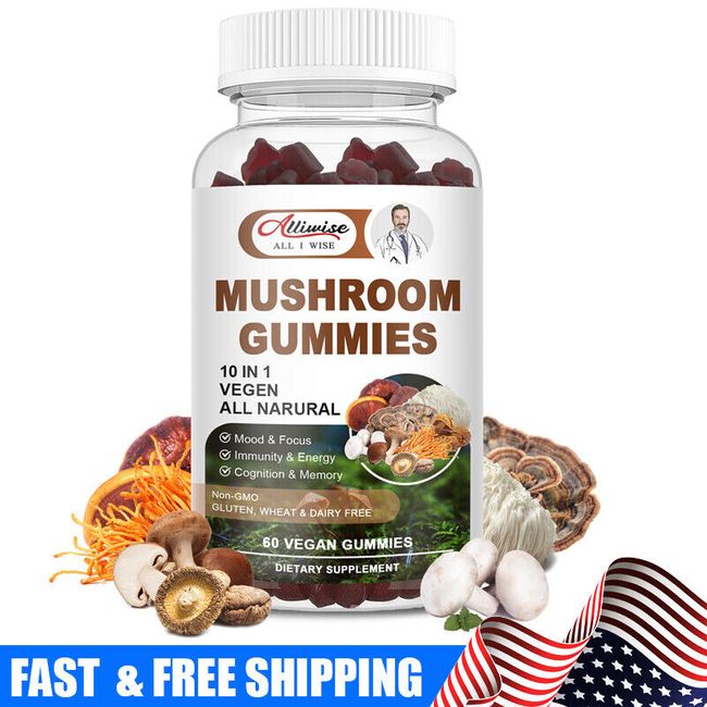 Mushroom Extract Complex Gummies Lions Mane Chaga Reishi Focus Memory Immunity