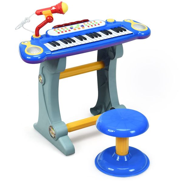 OLAKIDS Kids Piano Keyboard, 37 Keys Electronic Musical Toy with Detachable Microphone, Lights, Record, Playback, USB, MP3, Multi-Functional Piano Instrument for Toddlers Age 3+