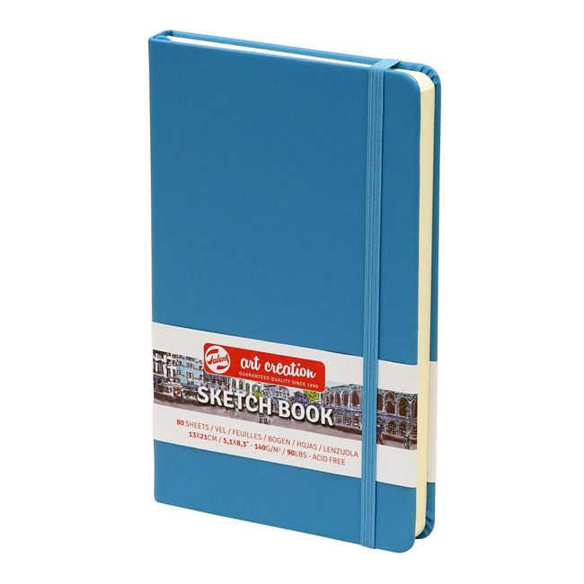 Talens T9314-212M Art Creations Sketchbook, Drawing Notebook, 5.1 x 8.3 inches (13 x 21 cm), Lake Blue, Thickness: 4.1 oz/sq ft (140 g/m2), Fine, Acid Free Paper, 80 Sheets Bound