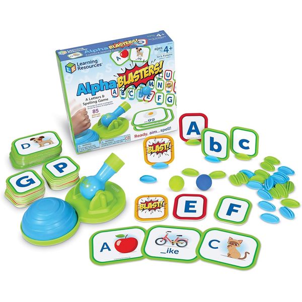 Learning Resources Alphablasters! Letter & Spelling Game, Educational Indoor Games, Preschool Alphabet, Toddler Brain Toys, Toddler Preschool Learning, 85 Pieces, Age 4+