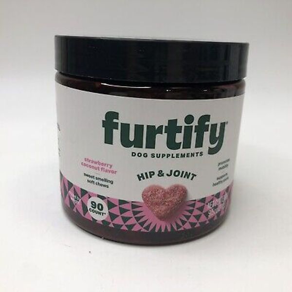 Furtify Dog Supplements | Hip & Joint | Strawberry Coconut Flavor | Exp 10/07/24