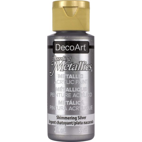 DecoArt Americana Acrylic Metallic Paint, Shimmering Silver, 59 ml (Pack of 1)