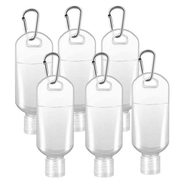 Hand Sanitiser Bottle with Clip x6 GENERISE 50ml Refillable Hand Sanitizer Bottles with Flip Top Lid & Hook Carabiner