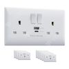 USB C Socket | 20W Super Fast Charging | PD, QC 4.0 | VELTZ Pro | Double Plug Wall Socket 13A 2 Gang | White (3 Pack)