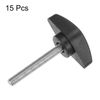 HARFINGTON 15pcs Tee Wing Knobs Thumb Screws M5 x 35mm Standard Male Thread Plastic T Knobs Adjustable Handles Hand Clamping Knobs Grip Thumbscrew, Black