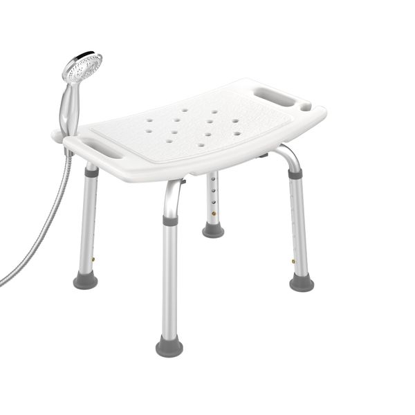 SAILUN Medical Shower Stool – Adjustable 8-Height Shower Chair with No-Slip Aluminum Legs, Safe Bath Seat for Bathroom & Bathtub, Home Spa Transfer Bench (Rectangle)