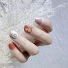 24 Nail Tips Amber Ribbon Short Sweet Girls Nails