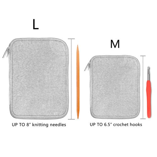 Teamoy Crochet Hook Case - Empty Organizer with Multiple Pockets for Needles & Knitting Accessories, Cats Blue