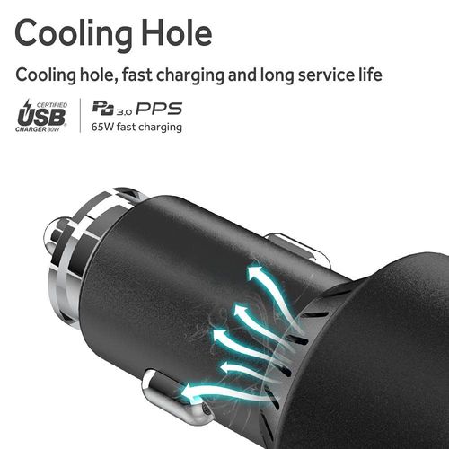 BoxWave Universal PD USB Type-C Car Charger Bundle (65W), Power Delivery USB Type-C Cable Car Adapter - Jet Black, Car Charger for Smartphones and Tablets