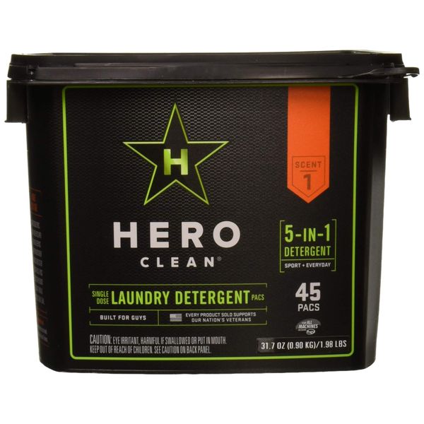 Hero Clean Laundry Detergent PACS, Scent 1, 45-Count