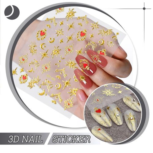 WJRQD Stella Luna Adesivi Unghie Nail Art 3 Fogli Stickers Unghie Autoadesivi Decorazioni Unghie Nail Art Disegni