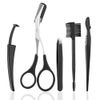 IWALT Eyebrow Set, Eyebrow Scissors, Eyebrow Scissors, Comb Included, Eyebrow Care, Eyebrow Shaving, Tweezers, Eyebrow Tweezers, Travel, Business Trips, Portable, Unisex, Unisex