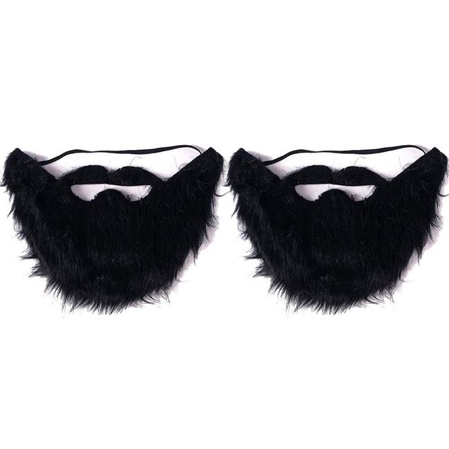 VIGUEUR Mustaches Self Adhesive - 2PCS Costume Party Male Man Fake Beard Mustache Black