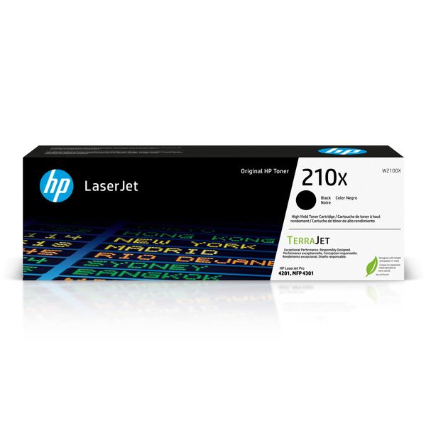 HP 210X Black High-Yield Toner Cartridge | Works Color Laserjet Pro 4201, Color Laserjet Pro MFP 4301 Series | W2100X