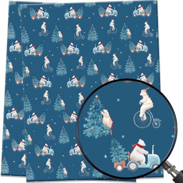 Christmas Wrapping Paper, 5Pcs Cute Bear Christmas Wrapping Paper , Happy Wrapping Paper for Kids Family (Bear)