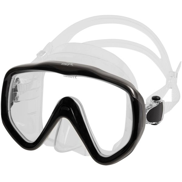 IST Oversized Vision Tempered Glass Diving mask - Metallic Black