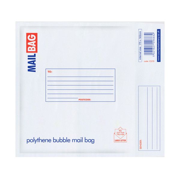 County C271 Small Polythene Bubble Envelope (Pack of 10)