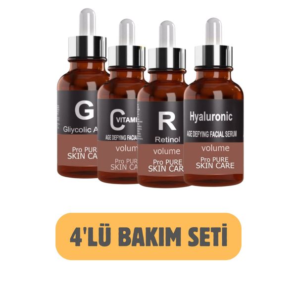 4'Lü Bakım Seti - Glikolik Asit & Retinol & Vitamin C & Hyaluronic Acid Serum Set