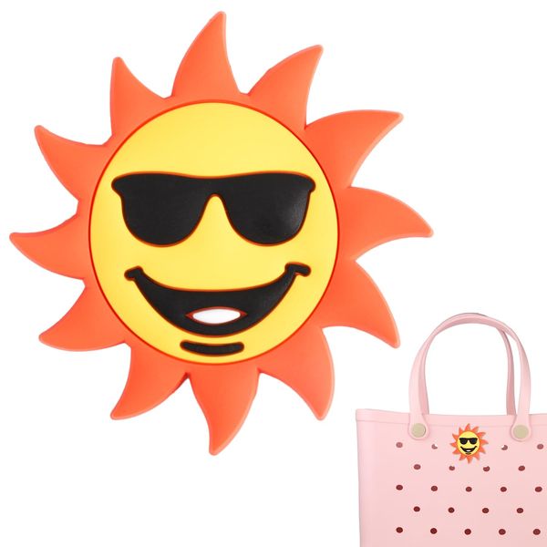 LUTER Charms for Bogg Bag, Sun Shaped Fashionable Rubber Beach Bag Accessories Charms Cute Charm Inserts for Bogg Bag for Beach Tote Bag Rubber Beach Bag Accessories