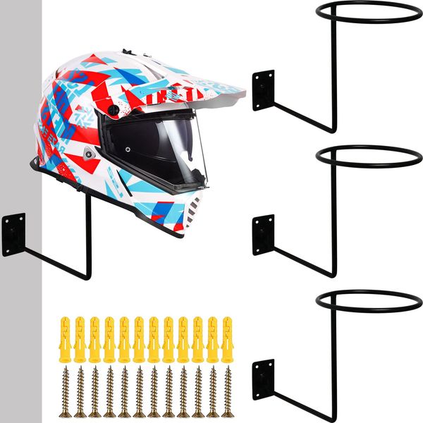Helmhalter Wand, Helm Halterung Wand, Helm Ständer, Motorrad Helmhalter, Wandhalterung Motorrad Helm Halter, Motorrad Zubehör für Motorradhelme, Jacke, Baseballhelme, Basketball (3 Stücke)