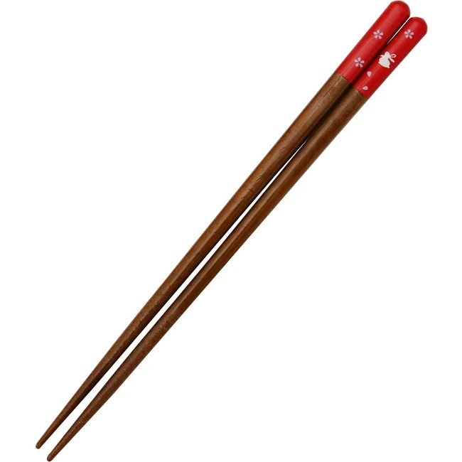 京 佑 Coating Chopsticks Sakura Rabbit Red 21 cm